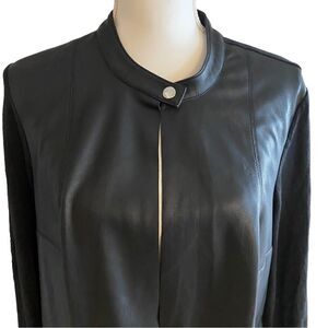 Alfani Vegan Leather Linen Long Sleeve Top Size Medium NWT